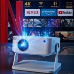 Phigeek Mini Projector with WiFi 6 and Bluetooth 5.2, Portable Projector 4K Support